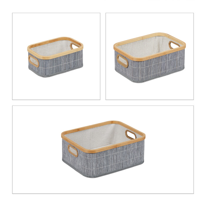 Set of 3 Gray Storage Baskets