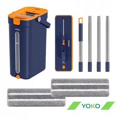 Плоский швабра YOKO TwinMop Pro з двокамерним віджимом (розділення чистої та брудної води) + 2 змінні насадки