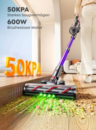 Бездротовий акумуляторний пилосос INTETURE 50KPa, 600W, 65 хвилин роботи, з док-станцією, автоматичний режим, сенсорний екран, антизаплутана щітка, для будь-яких поверхонь