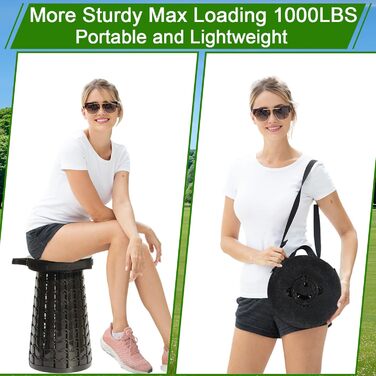 Складаний стілець Upgrade XXL з подушкою, чорний. Міцний, для дорослих, вантажопідйомність 1000 фунтів, для кемпінгу, подорожей та активного відпочинку