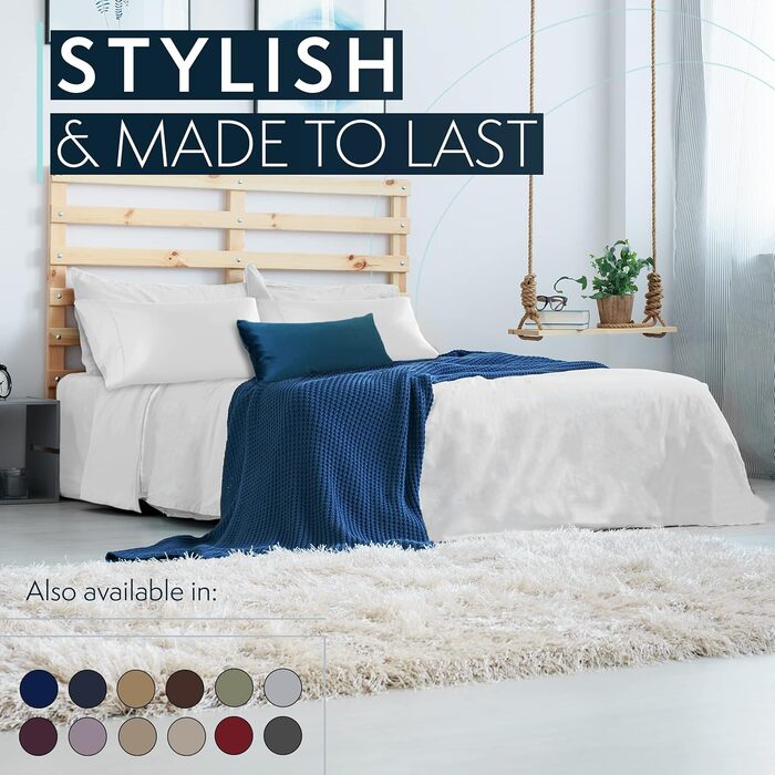 Комплект постільної білизни Hotel Luxus Platinum Collection 1800 Series - глибокий кишеньовий шов, стійкий до зношування та вицвітання (Темно-синій, двоспальний)