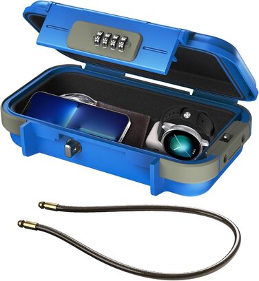 Сейф портативний з кодовим замком ORIA, водонепроникний, для відпочинку та офісу (Блакитний)