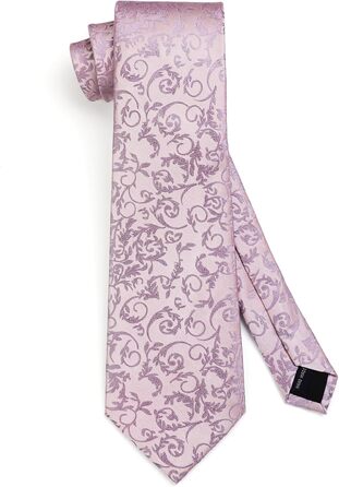 Краватка для чоловіків Hisdern з нагрудником, патерн пейслі, для весілля та формальних заходів (рожевий)