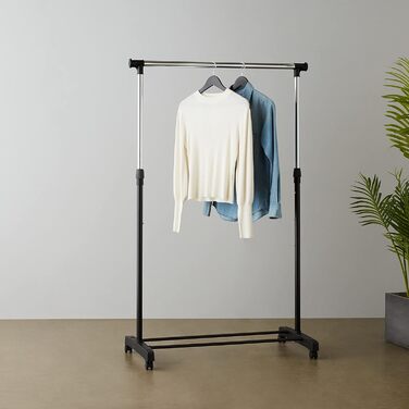 Amazon Basics Wardrobe with Two Shelves, White, ((91.5-145) x 42 x (134-161) cm (L x W x H), Chrome)