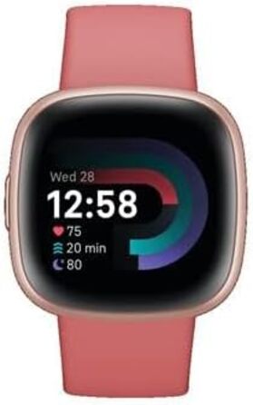 Смарт-годинник Fitbit Versa 4 – фітнес-трекер з GPS, телефоном, 6 днів роботи батареї, 40+ режимів тренувань, сумісний з Android/iOS, Sandrosa/Aluminium (Кораловий рожевий)