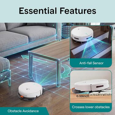 Робот-пилосос SereneLife з функцією миття підлоги, 3-в-1, з керуванням через додаток, для тварин та килимів, 700Pa