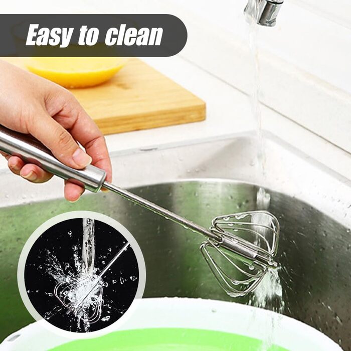 Semi-Automatic Stainless Steel Egg Beater, Semi-Automatic Egg Beater, Semi-Automatic Stainless Steel Egg Beater, Rotating Push Mixer Whisk for Whipping, Beating, Stirring (3PCS)