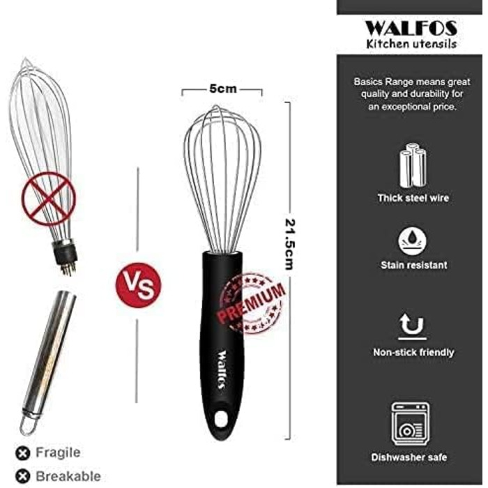 Віночок кухонний Walfos силіконовий 21 см, нержавіюча сталь - для збивання, перемішування, термостійкий, антипригарний