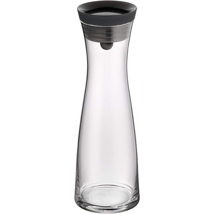 Графін для води WMF Basic 1 л, скляний, з силіконовою кришкою та механізмом CloseUp, чорний