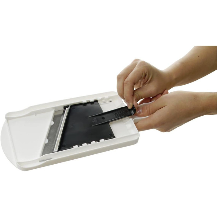 Набір для нарізки овочів Fackelmann з контейнером для залишків – овочерізка з двосторонньою нержавіючою сталлю, преміум-якість, білий/чорний, 1 шт.