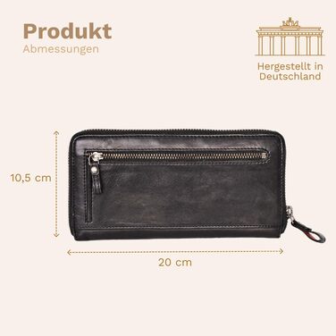 DONBOLSO Wallet Lisbon - Genuine Nubuck Leather Wallet for Women - XL Wallet with 13 Card Slots and RFID Protection - Gift a Stylish Wallet - Black