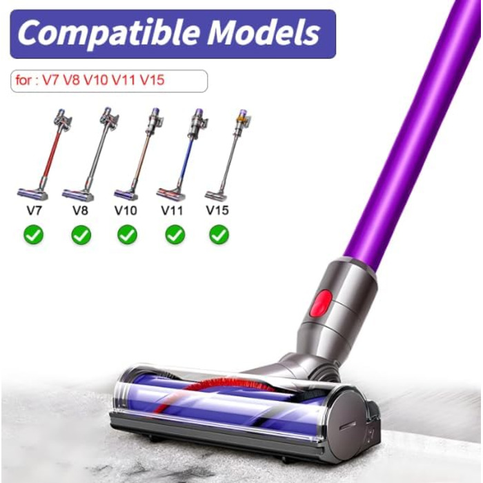 Насадка-турбощітка для пилососів Dyson V7 V8 V15 SV10 SV11 SV14 - LHYNEE, сумісна з оригінальною