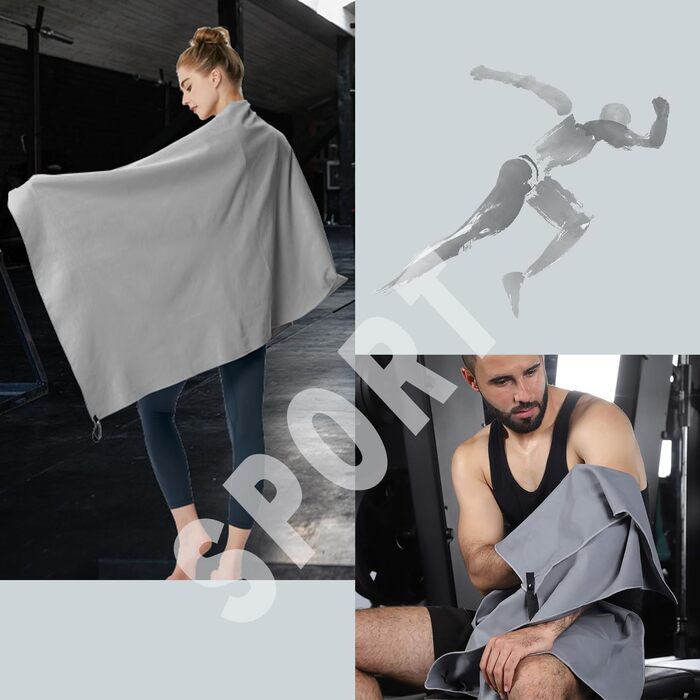 Рушники з мікрофібри для пляжу, сауни, фітнесу та йоги (2 шт. 180x80см + 80x40см)