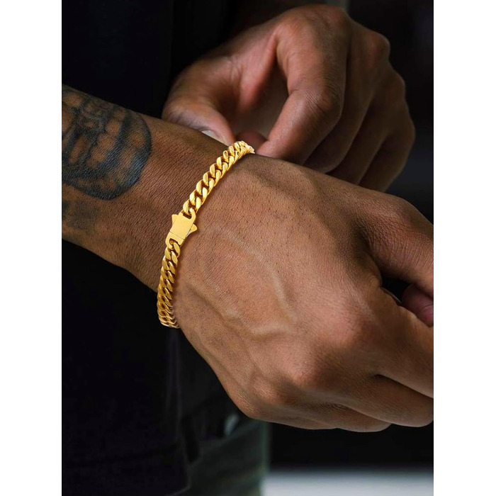 Чоловічий браслет-ланцюжок Miami Bestyle з нержавіючої сталі, 5/7/9/12.5 мм, 19/21/23 см, з подарунковою коробкою