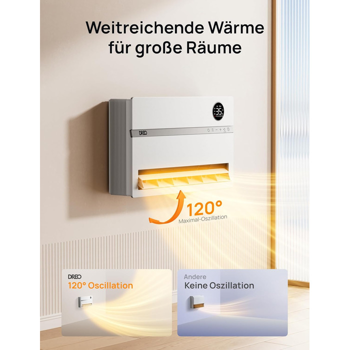 Електричний конвекторний обігрівач Dreo Smart Heizung - 2000W з Wi-Fi, пультом та таймером, PTC кераміка, енергозбереження