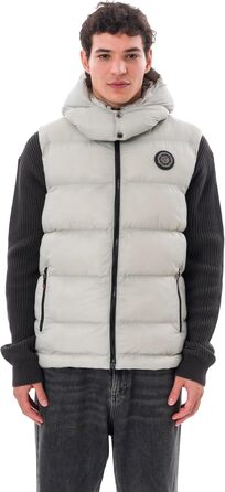 Чоловіча жилетка з пуховиком Premium – м'який матеріал, знімна капюшон (S, Сірий)