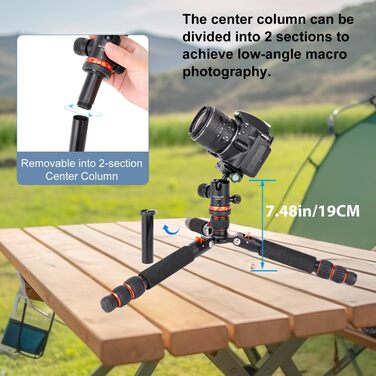 Міні штатив Koolehaoda для камери з алюмінію, 63 см, портативний, з кульковою головкою 360° та QR-платформою для DSLR/відеокамер, до 10 кг (Помаранчевий)