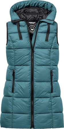 Стьобана жилетка PATSY & LOU з капюшоном, довга жіноча жилетка з двостороннім блискавкою, приталена модель для витонченої фігури, тепла та терморегулююча, розмір 36-48, колір Petrol