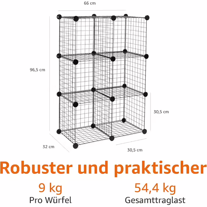 Органайзер для зберігання Amazon Basics з 6 секціями, чорний, 66 x 32 x 96.5 см