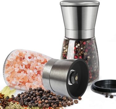 Набір меланець для солі та перцю KitchenBoss з керамічним жорном, з нержавіючої сталі, для солі, перцю, чилі (без наповнювача)