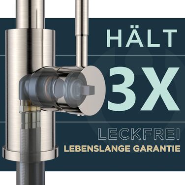 Змішувач кухонний FORIOUS чорного кольору з висувною лійкою, поворотний на 360°, нержавіюча сталь