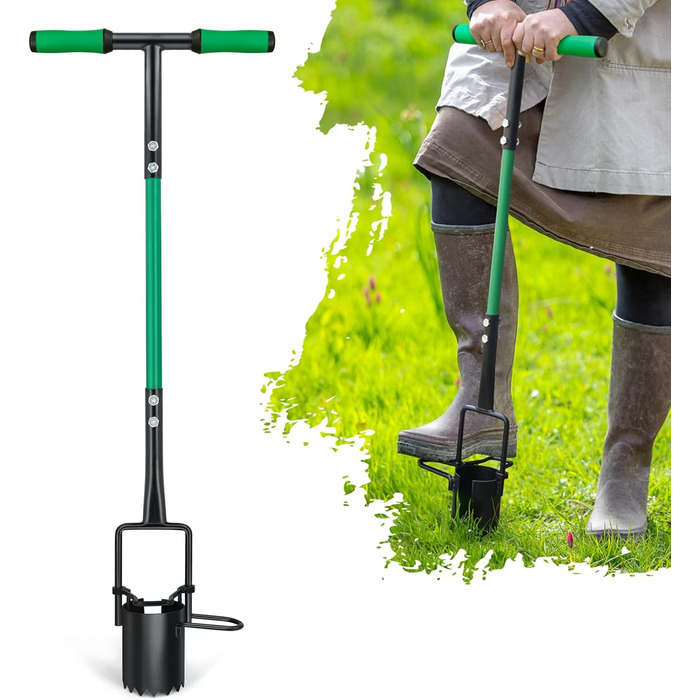 Altdorff 5-in-1 Lawn Plugger Garden Tool, Updated Bulb Planter with Long Handle for Digging, Weeding, Soil Sampling, Transplanting, Sod Plugger with Hole Digging for Tulips,