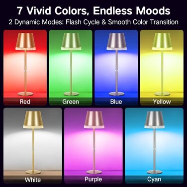 Настільна LED лампа бездротова OUTON з RGB підсвіткою (2 шт), акумуляторна, сенсорне управління, димування, IP54, чорна/золота