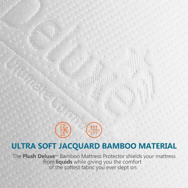 PlushDeluxe Bamboo Mattress Protector - Waterproof, hypoallergenic, and ultra-soft breathable cover protection - PVC, Phthalate Free (Queen Size)