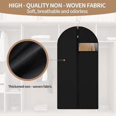 4 місткі мішки для одягу, 120 x 60 см, чорні, з блискавкою, для зберігання одягу та захисту від пилу