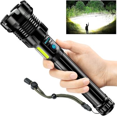 Ліхтар LED акумуляторний, 1000000 люмен, надпотужний, 24 години роботи, 9 режимів, Zoom, IPX7, вологостійкий, для кемпінгу та надзвичайних ситуацій