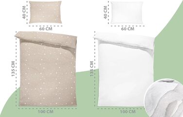 Комплект постільної білизни для дитячого ліжечка Kinderbettwäsche: бавовна 90x120/40x60 см + ковдра та подушка. Oeko-Tex, білий/сірий, для хлопчиків та дівчаток