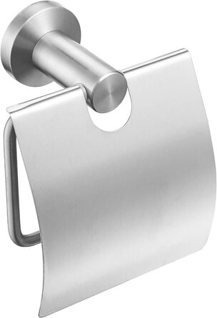 CASEWIND Toilet Paper Holder with Cover, Brushed Tissue Paper Holder, Drawn Stainless Steel Bathroom Toilet Roll Holder Wall Mount Silver