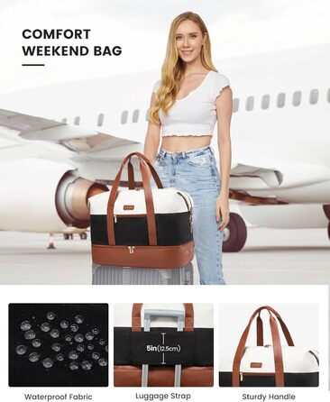 Сумка-трансформер LOVEVOOK для подорожей: жіноча дорожня сумка, 60L, водонепроникна, з відділенням для взуття, ідеальна для спортзалу, клініки, пологів, 40x20x25см