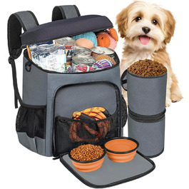 Чорний рюкзак для собак ANILD: TSA-сертифікований, з контейнерами для їжі та напування, органайзером для подорожей та кемпінгу