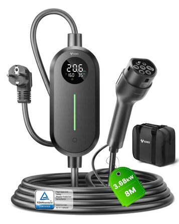 Зарядний пристрій для електромобілів GONEO Typ 2 16A IP66, 8м, 3.68кВт з LCD та таймером