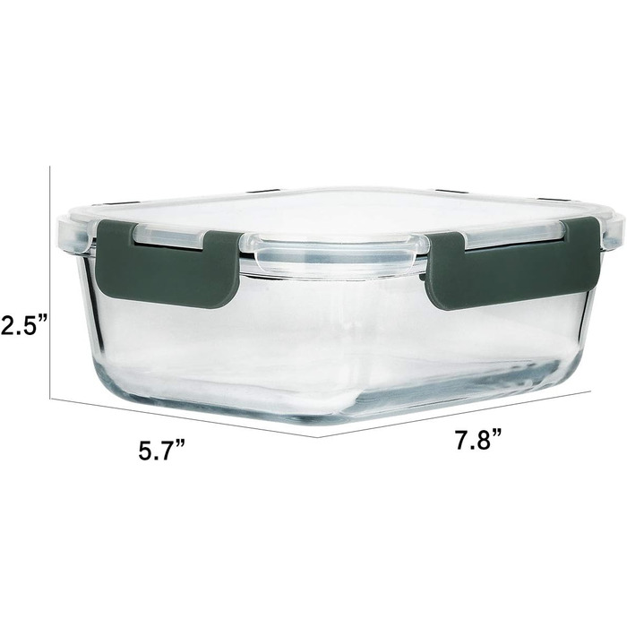 Набір контейнерів для зберігання продуктів MCIRCO 8 шт. 860 мл, скляні, з кришкою, для холодильника, морозильника, посудомийної машини, сірий