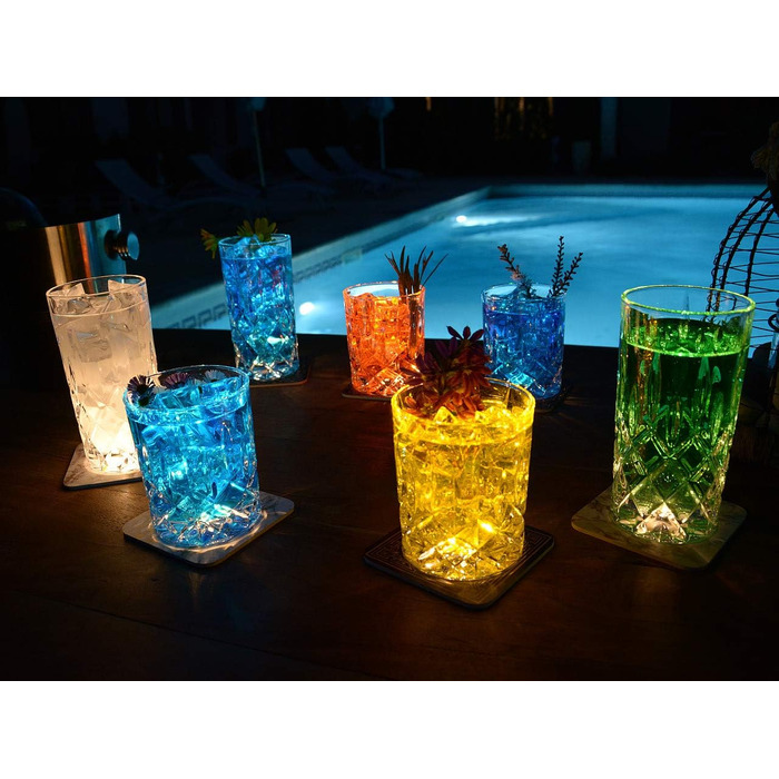 LED Coasters 4-Piece Set - ROST - Four glowing coasters for bottles and glasses - A must-have for parties, weddings, birthdays, or as a gift