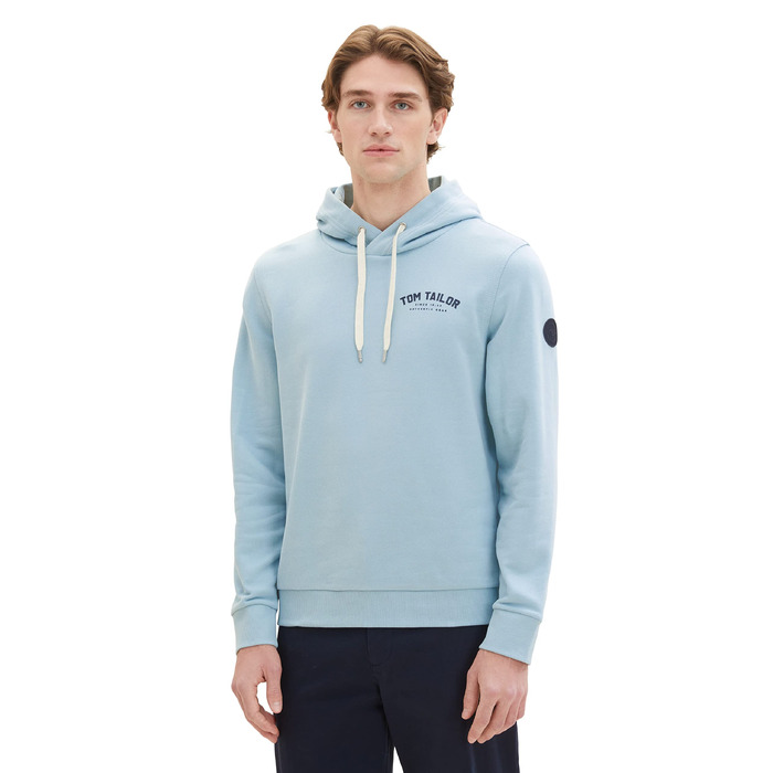 Чоловічий худі Tom Tailor з логопринтом, бежевий (розмір M, колір Dusty Mint Blue), арт. 26199