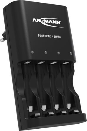 Зарядний пристрій ANSMANN Powerline 4 Smart з 4x NiMH 2850 акумуляторами для до 4 NiMH AA/AAA акумуляторів - автоматичний зарядний пристрій з режимом відновлення - зарядний пристрій для перезаряджуваних батарей (без акумуляторів)