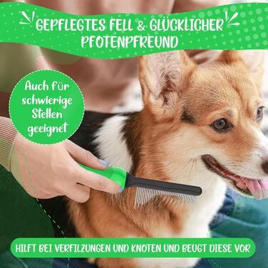 Гребінець для вичісування шерсті тварин Testurteil Sehr Gut: для собак та котів середньої та довгої шерсті. Підходить для маленьких та великих тварин. Легке очищення + E-Book з порадами.
