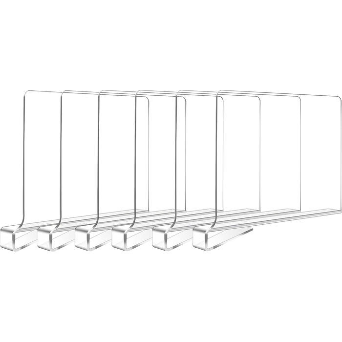 6-Piece Clear Acrylic Shelf Dividers, Multifunctional Shelf Divider, Adjustable Clothes Organizer, Clear Organizer for Storage, Wood Closet, Bedroom(6)