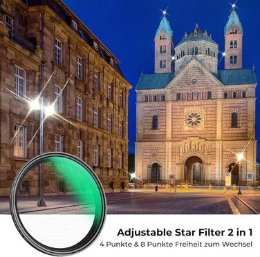 Фільтр-зірка K&F CONCEPT 52mm з 4/8 променями для ефектів зіркового світла (Nano-Klear)