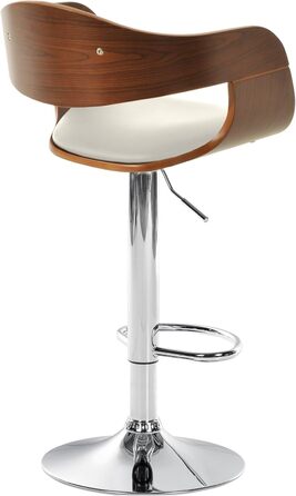 Kingston Adjustable Bar Stool with Faux Leather Seat - Walnut/White Finish