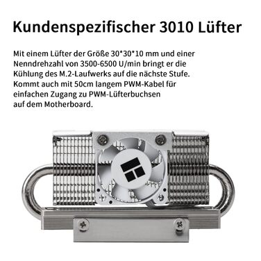 SSD накопичувач TR HR10 2280 PRO з радіатором охолодження, двосторонній, 4 теплові трубки, PWM вентилятор, термопаста для ПК та комп'ютера