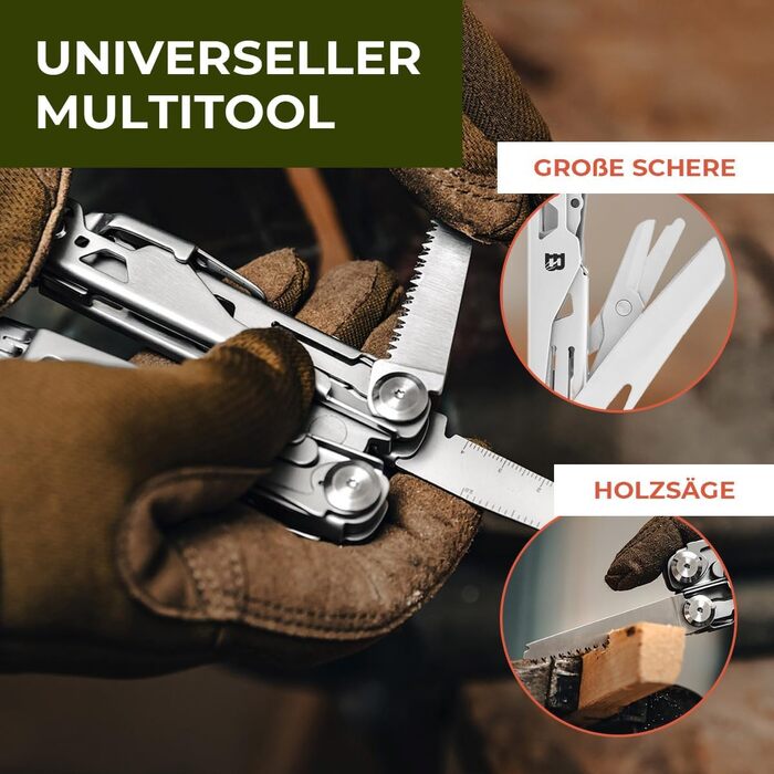 Багатофункціональний інструмент Solid Black 16-в-1 - ніж для виживання, туристичний інструмент з бітами - подарунок для чоловіків