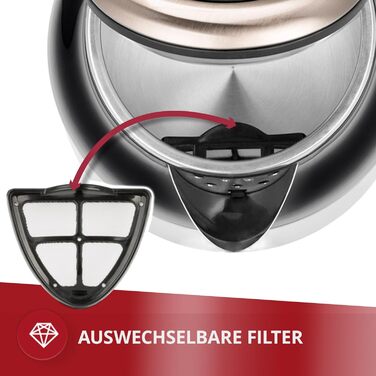 Електричний чайник MPM MCZ-85/G1, 1.7 л, без BPA, бездротовий, 360° обертання, антинакипний фільтр, автоматичне вимкнення, чорний, 2200W