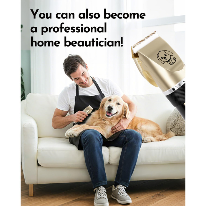 Машинка для стрижки собак, набір для грумінгу: 4 насадки, ножиці, гребінець, щітка