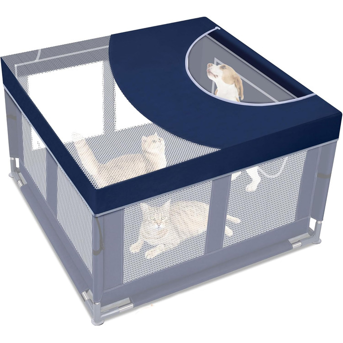 Кінець для собак шестигранний, 114 см, м'який загін для цуценят з тканини 600D Oxford, стабільна конструкція з товстих нержавіючих труб, 65,6 см у висоту, загін для собак маленьких та середніх порід (кришка для загіну, кобальтовий блакитний)