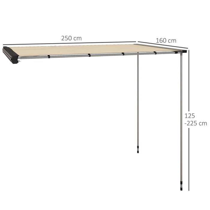 Outsunny Car Roof Tent - Weather-Resistant Camping Shelter, 160 x 250 x 125-225 cm, Khaki