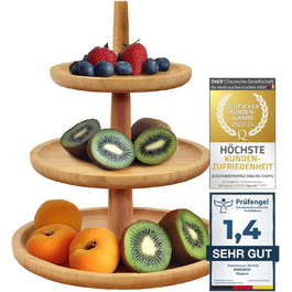 Підставка для сервірування Dimono® Deluxe з 3 ярусами; Таця для фруктів, овочів та десертів з бамбукового стійки